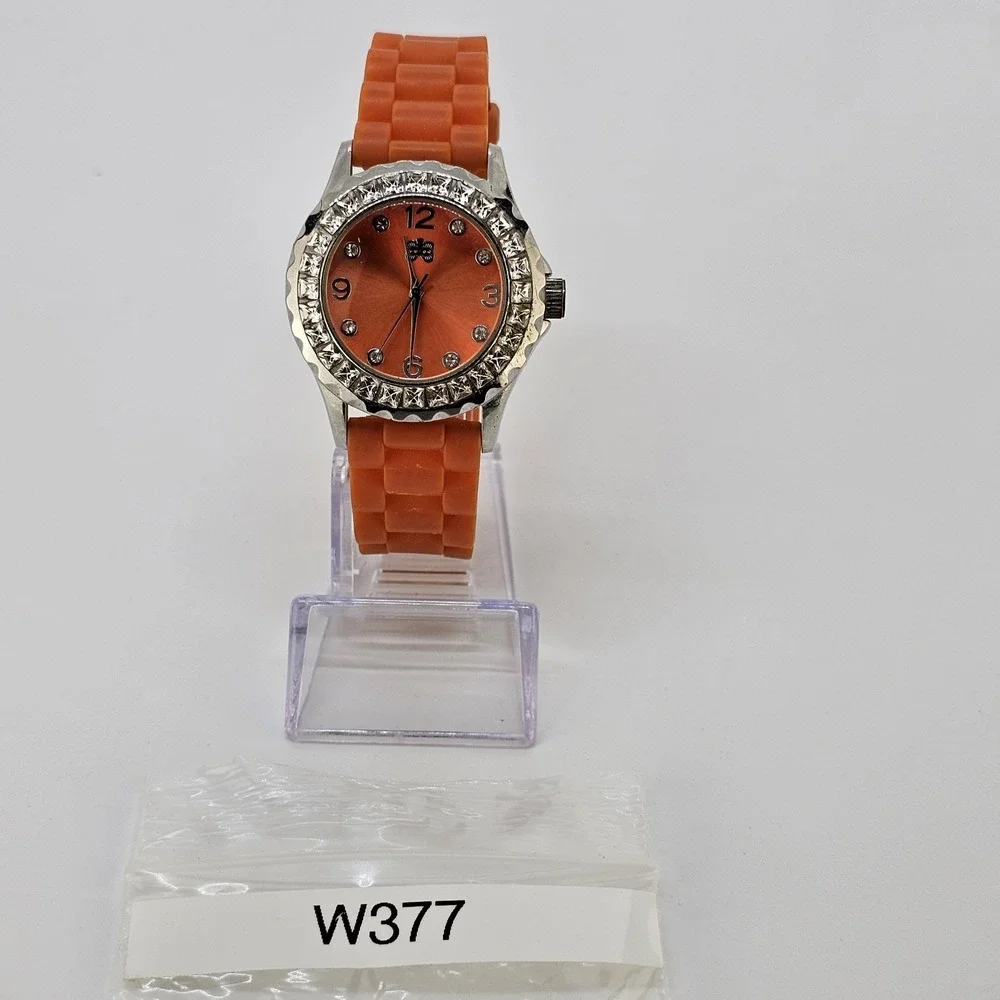Women's Analog Watch 38MM Orange Dial Orange Plastic Bands NEW Battery